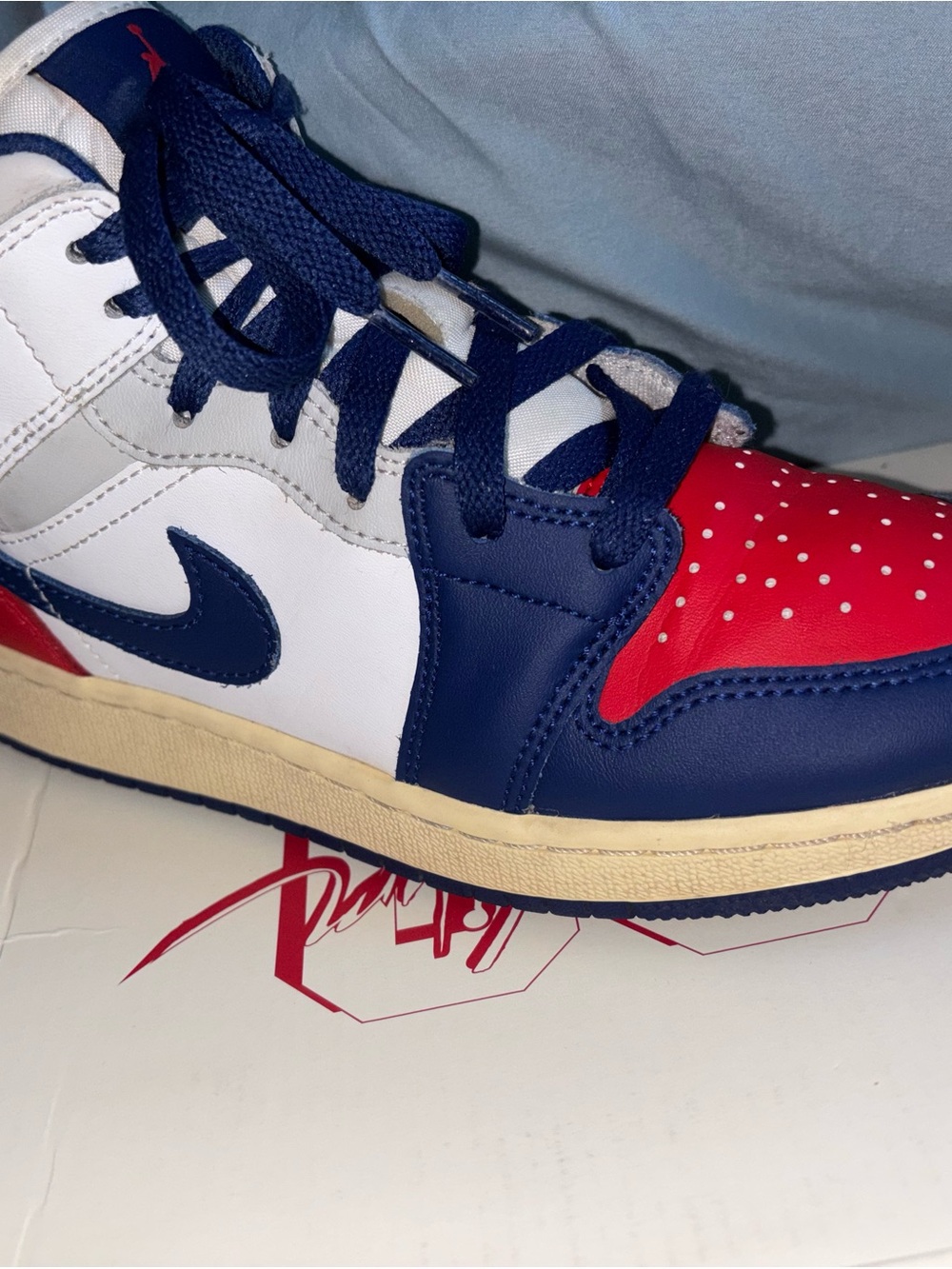 Nike Kids Tricolor High-Top Sneakers in Red, Navy & White